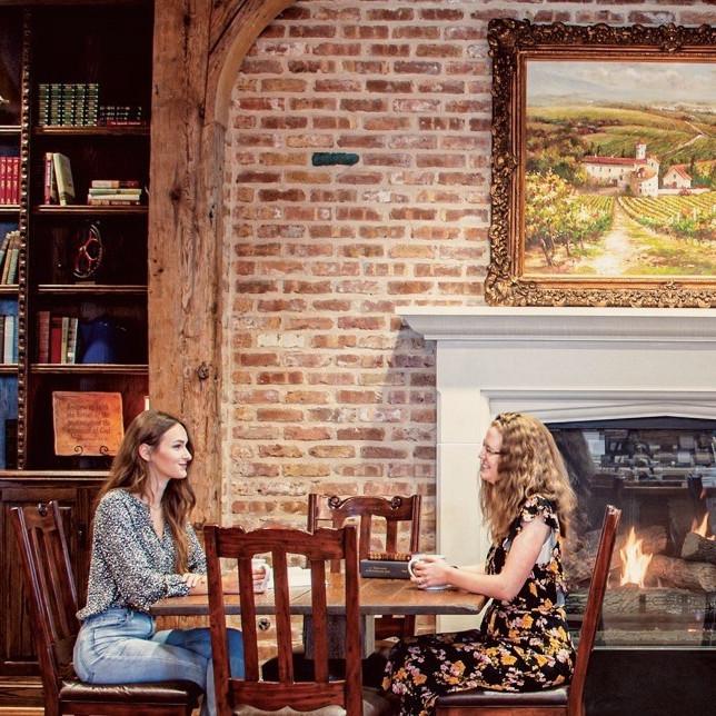 Two women having coffee at The Book Shoppe and Coffee