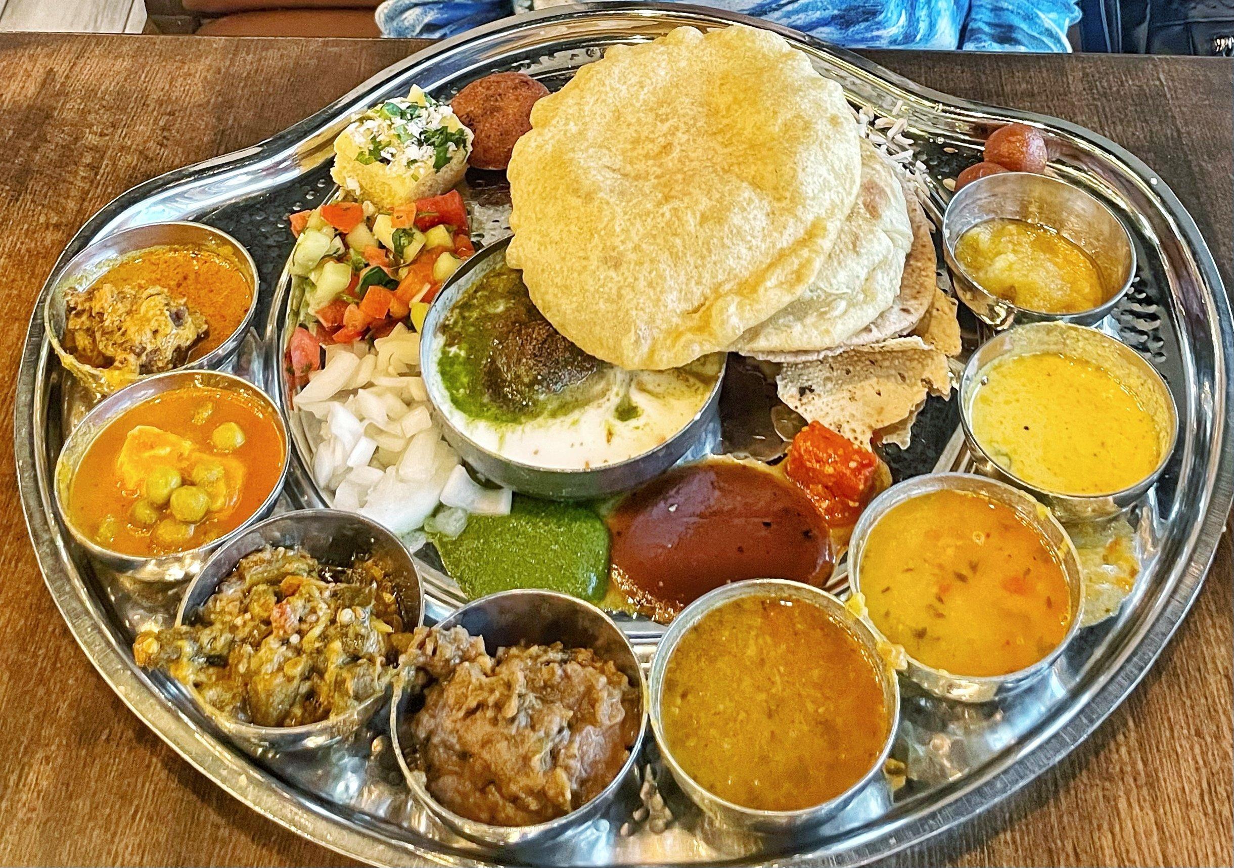 An assortment of Indian dishes at Vrindavan