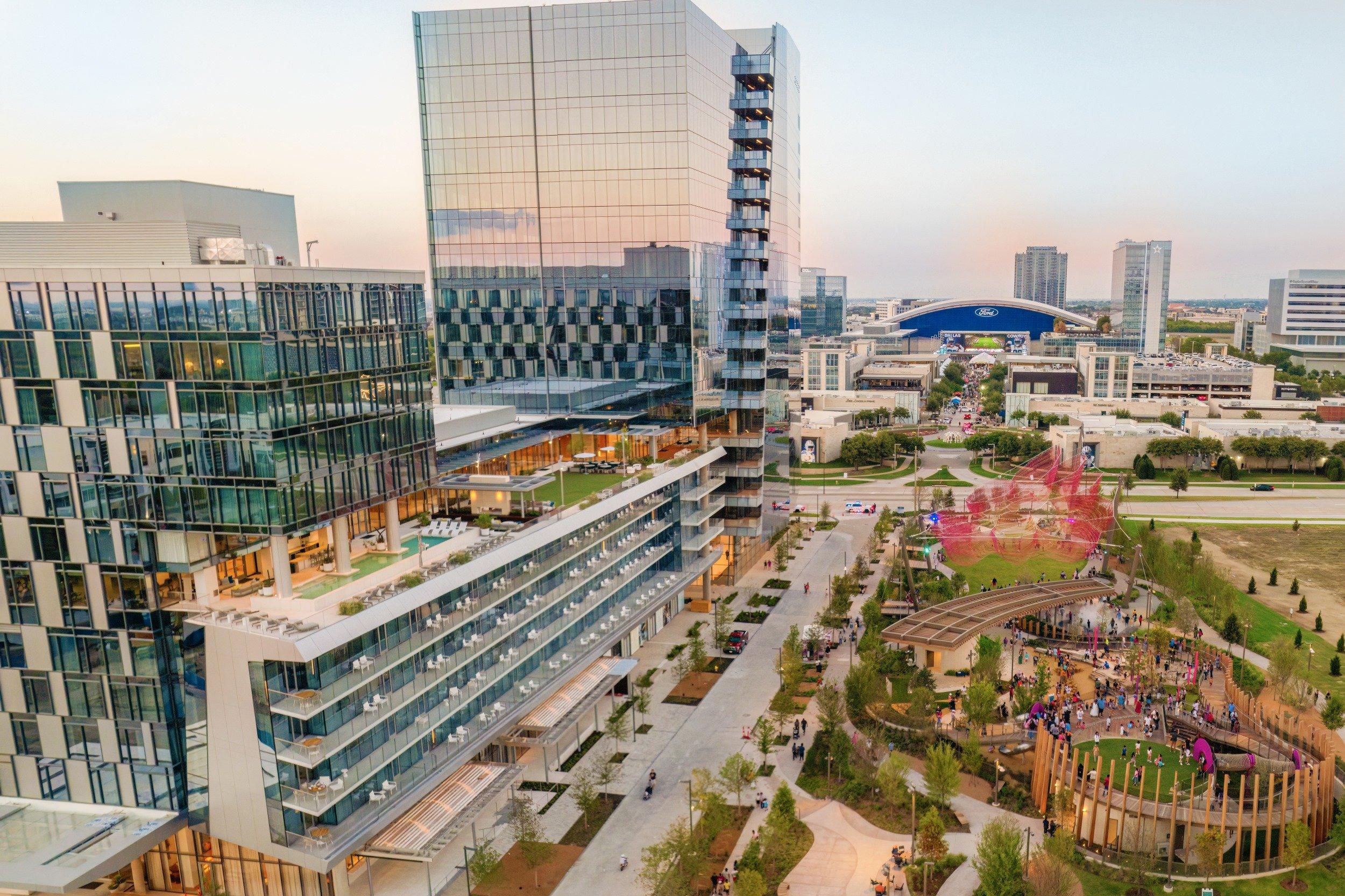 Aerial view of Hall Park Hotel at sunset