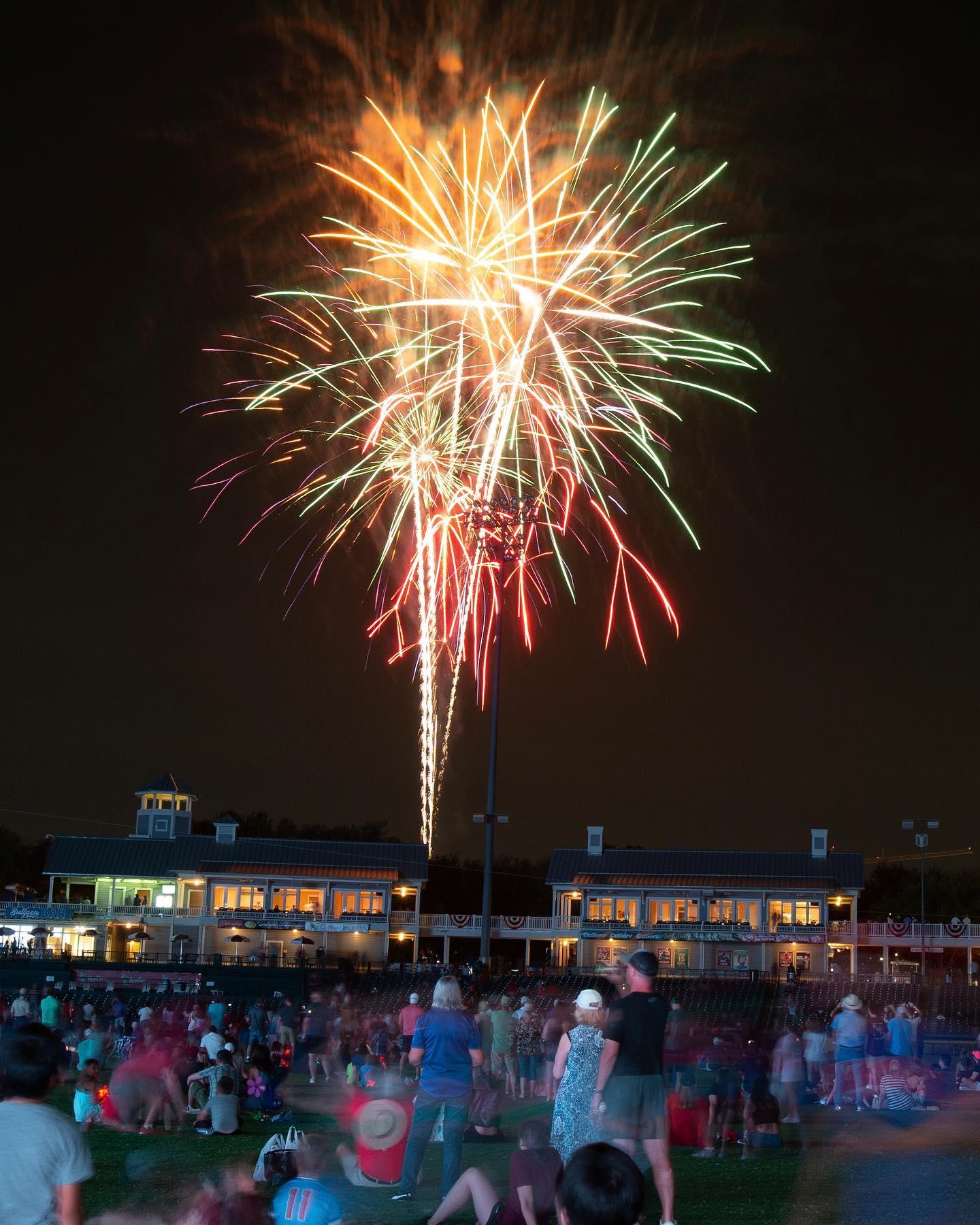 People watching some fireworks